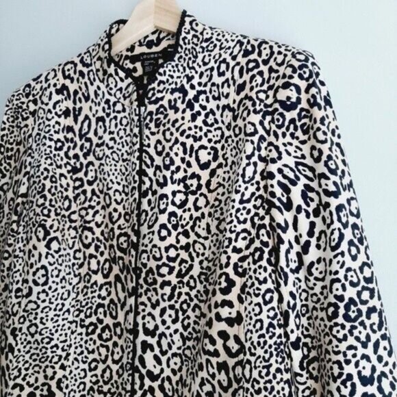 LOUBEN Leopard Print Full-zip Blazer Jacket Animal Pattern Sz 6 - Picture 5 of 11